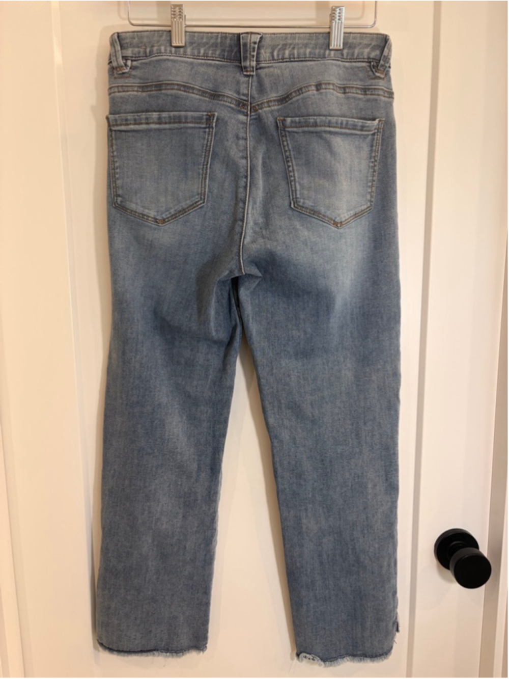 Democracy Blue High Rise Raw Hem Cropped Straight Jeans 6 - Picture 3 of 3
